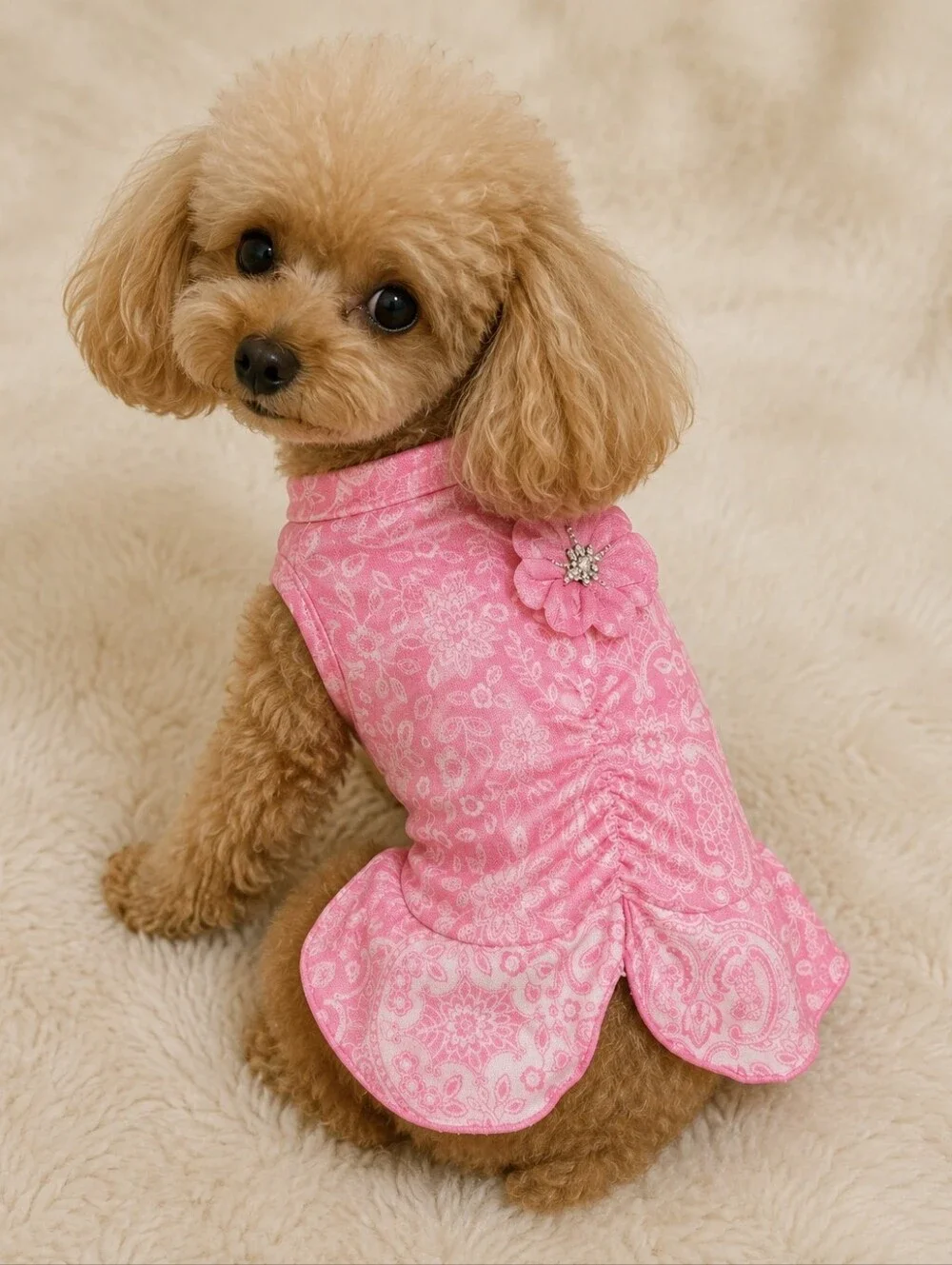Small Adorable Pink Dog Dress Shirt